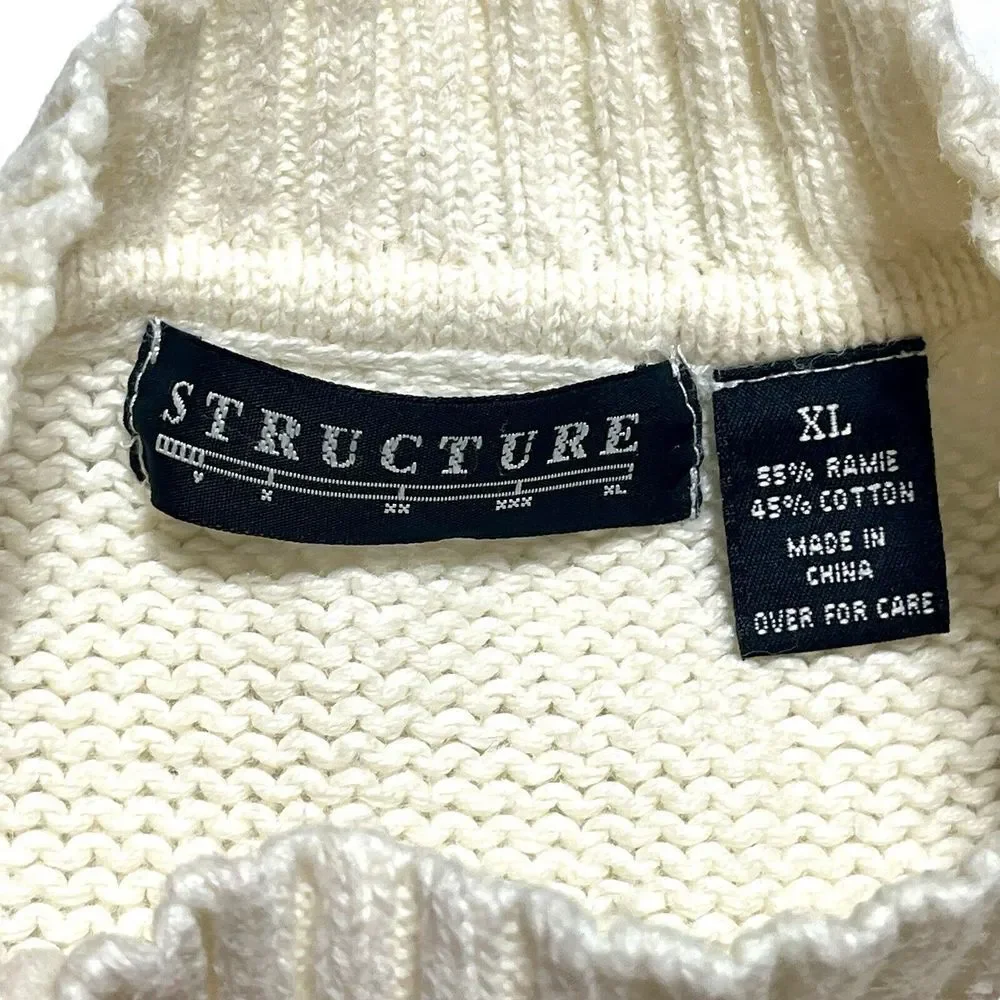 Structure USA‎ Off White Knit Sweater Red Blue Stripes Sz XL